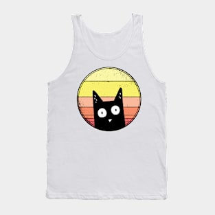 Black Cat Kitten Vintage Retro Aesthetic Vibes Animal Tank Top